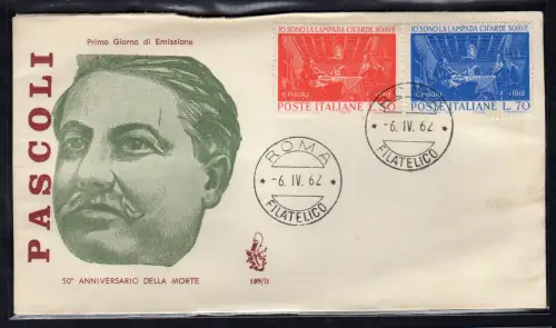 Italien FDC Venetia 1962 Pascoli nicht gereist