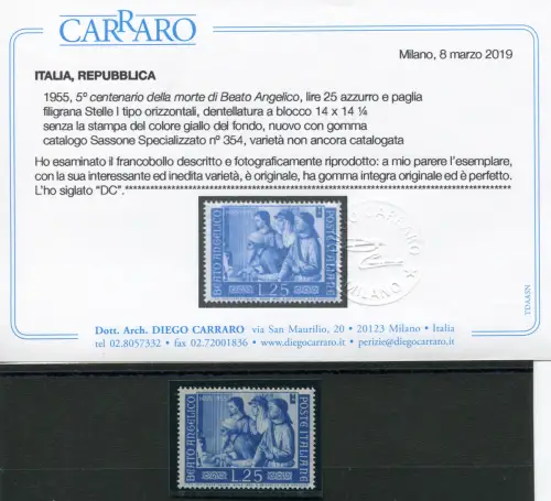 Beato Angelico Lire 25 Sorten ohne Gelbdruck