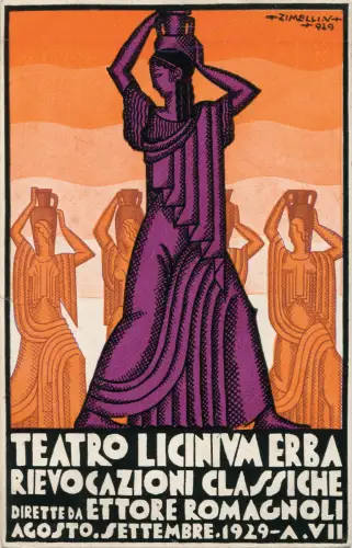 Musica Erba 1929 - Postkarte Teatro Licinium Zeichner U. Zimelli