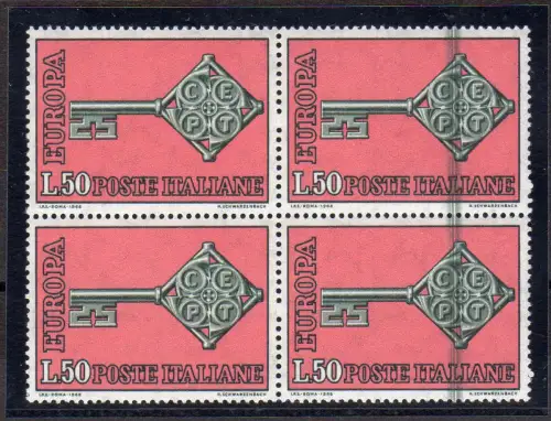 Europa '68 Lire 50 Viertel Sorte Chirurgischer Schnitt