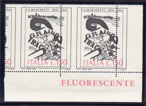 Arte '76 Lire 150 Marinetti doppelte Sorte