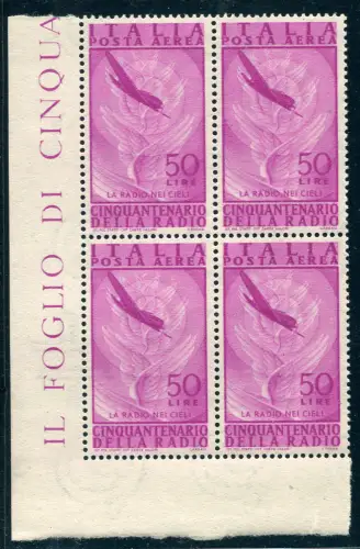 Luftpost Radio Lire 50 Viertel mit filigranen Buchstaben