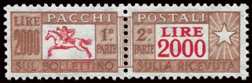 Postpakete Lire 2.000 Sterne II. in Position 25. DX