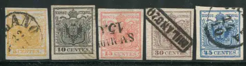 Lombardei Venetien - Wappen (Handkarte) Serie mit 5 Werten