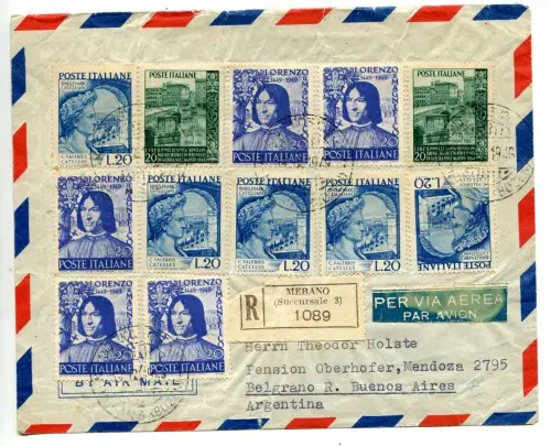 Lorenzo der Prächtige 5 Exemplare auf Umschlag für Argentinien Zwillingswerte