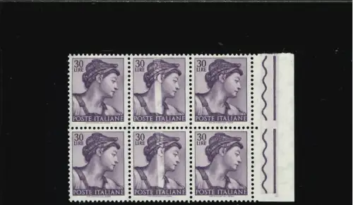 MICHELANGIOLESCA 30 L. SECHSERBLOCK GROSSER VERTIKALER WEISSER STREIFEN MITTE