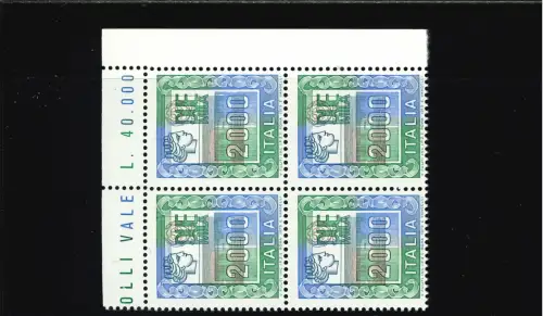 HOHER WERT 2000 L. KOPF NACH OBEN VIERTEL BLATTECKE VERSCHOBEN