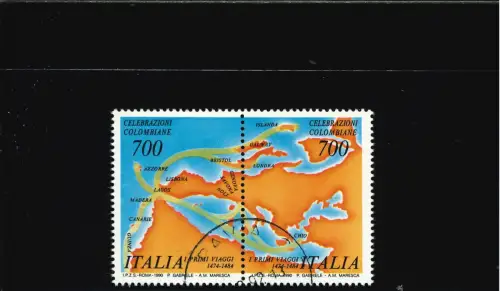 COLOMBO PUNTO BIANCO SU T D'ITALIA BRIEFMARKE VON RECHTS