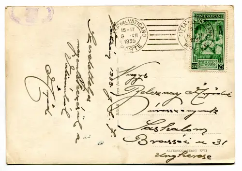 Krönung SS Pius XII Cent. 25 Blocks auf Postkarte