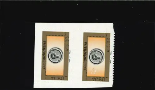 PRIORITÄT 0,60 STARK VERSCHOBENE VERZAHNUNG AUF DER BRIEFMARKE VERTIKALES PAAR OHNE STANZEN