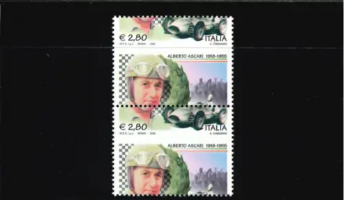 WOLKEN STARK VERSCHOBENE VERZAHNUNG BEI HALBER BRIEFMARKE VERTIKALES PAAR