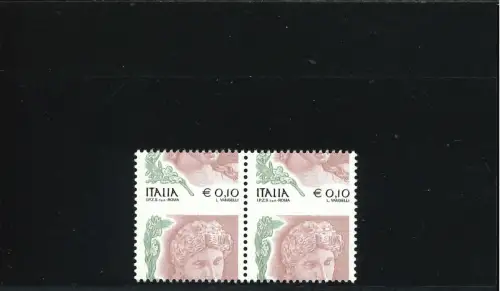 DAMEN 0,10 STARK VERSCHOBENE ZAHNUNG BEI HALBER BRIEFMARKE HORIZONTALES PAAR