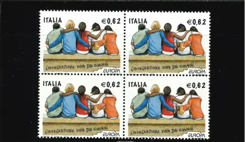 EUROPA 0,62 NACH UNTEN VERSCHOBENE ZAHNUNG SCHRIFTZÜGE AUF DEN ZÄHNEN VIERTEL