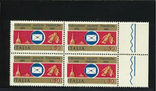 PHILATELISTISCHE GESELLSCHAFT GOLD VERSCHOBEN NACH LINKS VIERTEL