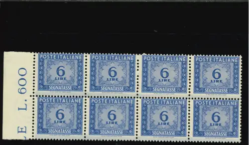 STEUERMARKEN 6 L. FILIGRANE ZWEIREIHIGE BUCHSTABEN AUF VERTIKALEM PAAR OKTATBLOCK