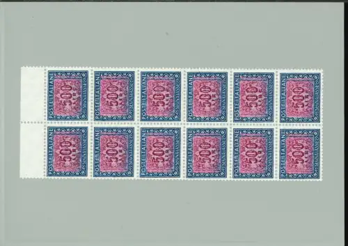 SEGNATASSE 500 L. SEHR GEKNESTETER ROTDRUCK, 12ER BLOCK