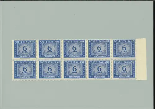 STEUERMARKEN 6 L. FILIGRANE DOPPELREIHIGE BUCHSTABEN AUF VERTIKALEM PAAR ZEHNBLOCK