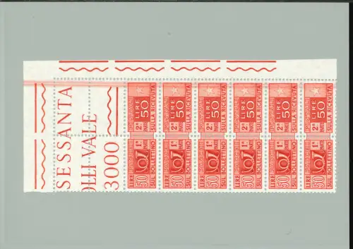 POSTPAKETE 50 L. FARBZEILE AUF GRÜNEM STREIFEN. VINYLIC