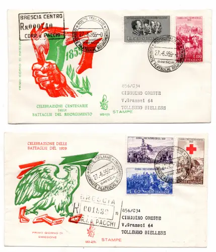 Italien FDC Venetia 1959 Unabhängigkeit gereist Racc. für Italien