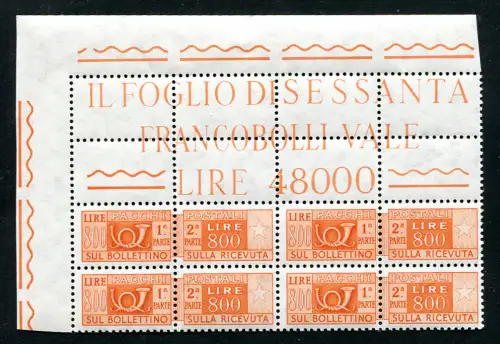 Postpakete l. 800 Sterne IV Block mit Lochwinkel