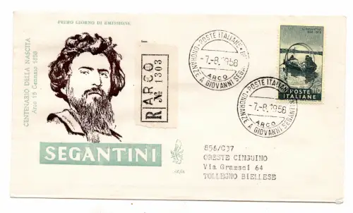 Italien FDC Venetia 1958 Segantini voyata Racc. für Italien
