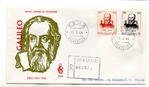 Italien FDC Venetia 1964 Galileo Galilei gereist Racc. für Italien