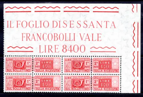 Postpakete l. 140 Sterne I Block mit ungelochtem Winkel