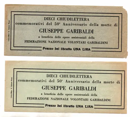 Garibaldi - Zwei Hefte mit zehn Gedenk-Erinnophilen