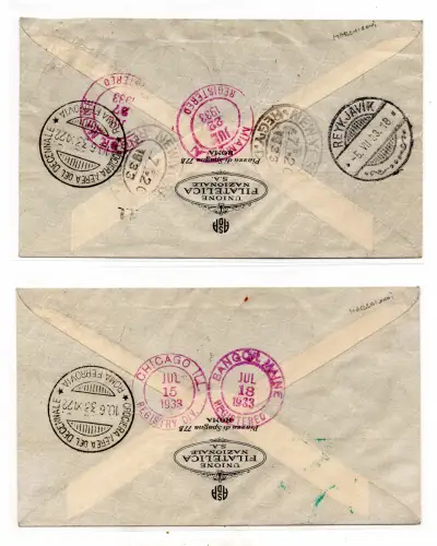 Luftpost Nordatlantikkreuzfahrt die Triptychonserie auf Umschlag