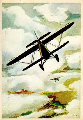 Spanischer Krieg Luftfahrt - Postkarte Visionen des Spanischen Krieges