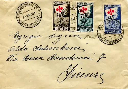 Turnschuhe komplette Serie auf annulliertem Umschlag mit Gedenkstempel