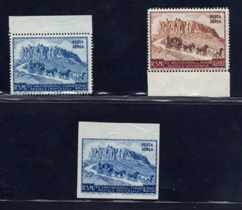 U.P.U. Luftpost Lire 200 und 300 - drei Werte postfrisch