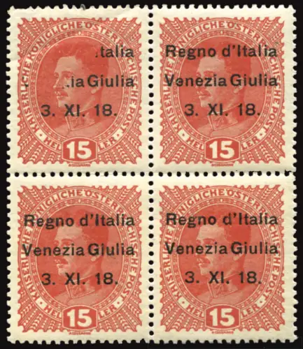Venezia Giulia - 15 h. Sorte unvollständiger Aufdruck