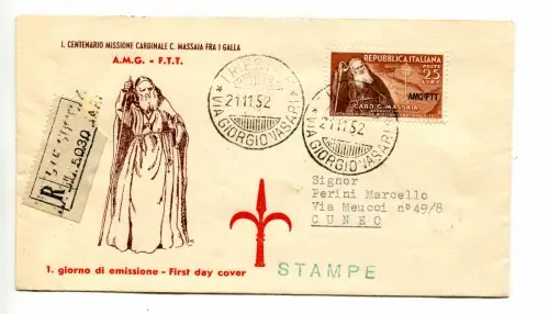 Triest A - Massaia auf Umschlag FDC Racc.