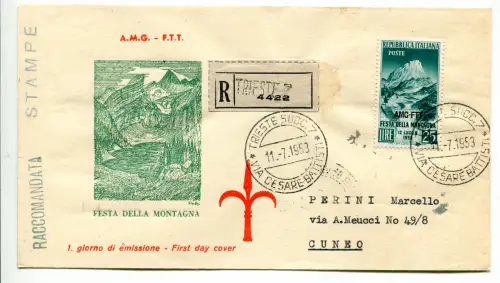 Triest A - Festa della Montagna auf Umschlag FDC racc.