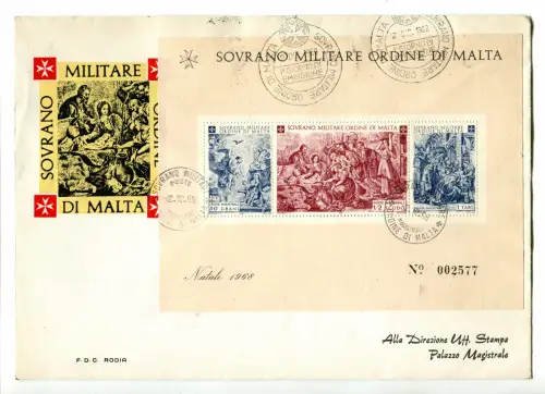 SMOM Weihnachtsblatt 1968 auf FDC