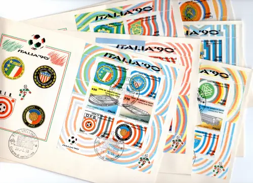 Fußballstadien Italien '90 Zettel auf FDC Umschlag