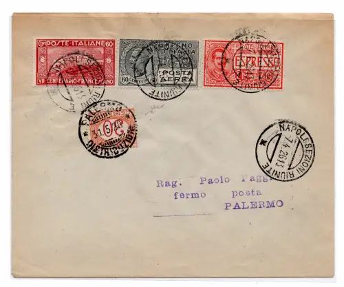 1926 Neapel/Palermo vom 7. April - Aerogramm Jungfernflug