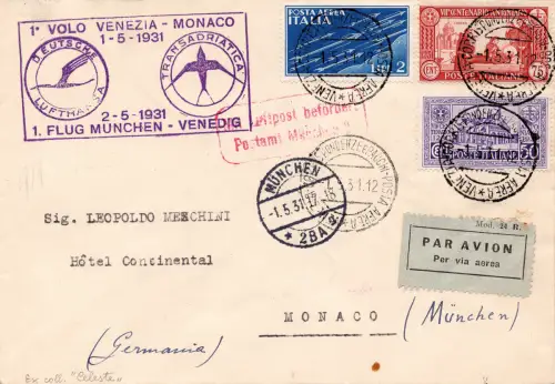 1931 Venedig/München vom 1.5.31 - Aerogramm