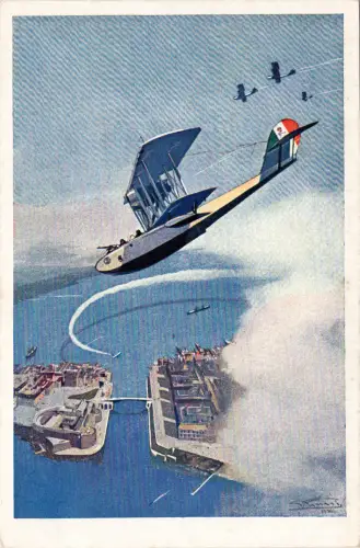 Luftwaffe - Postkarte gezeichnet von Pisani Kriegsschiff