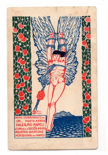 Luftpost Neapel/Palermo/Neapel vom 28.6.17 - offizielle Postkarte