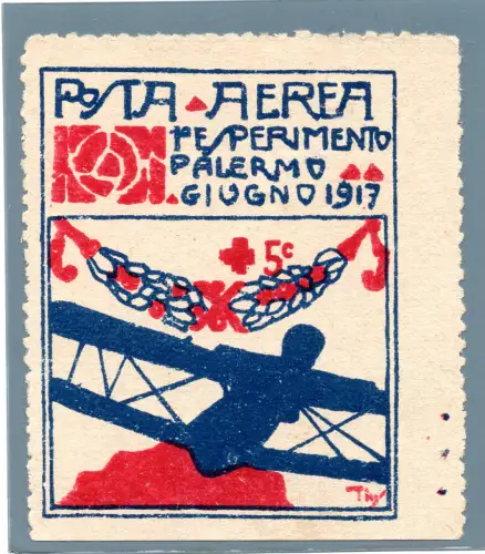 Luftpost Neapel/Palermo/Neapel vom 28.6.17 - offizielle Postkarte
