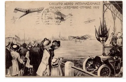 Milano Circuito Aereo Internaz. 1910 - Monochrome Postkarte