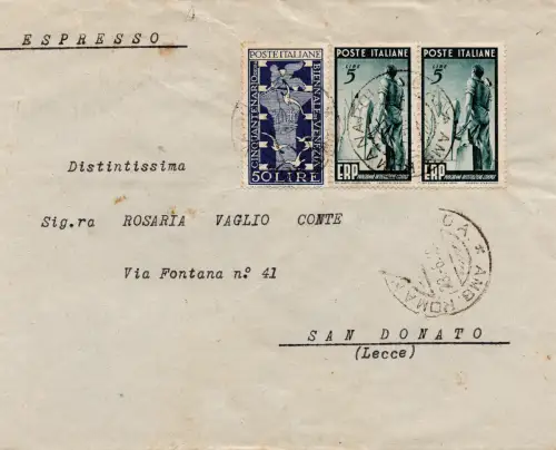 ERP Lire 5 zwei Exemplare auf Umschlag exp.