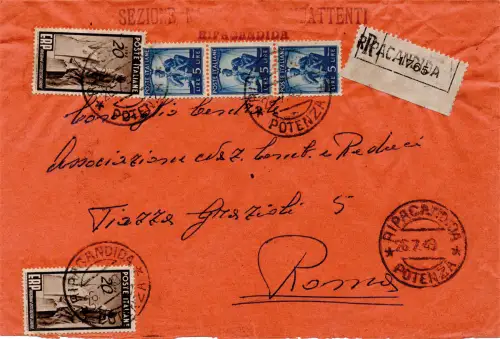 ERP Lire 20 zwei Exemplare + Ergänzungen auf Racc-Umschlag