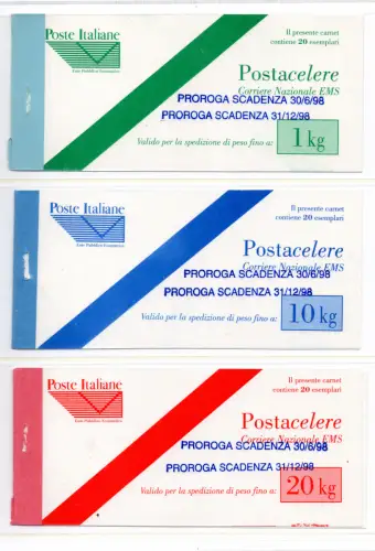 Postacelere Nr. 7a/9a Serie von drei Heften (ohne Gutscheine)