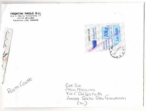 Postacelere 10 Kg. Nr. 5 mit Ablaufverlängerungsstempel 30.6.98 in rot