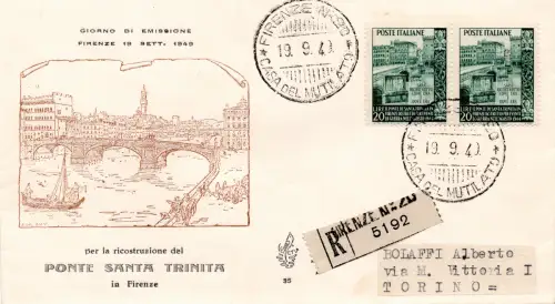 Brücke von S. Trinita Paar auf FDC Venedig