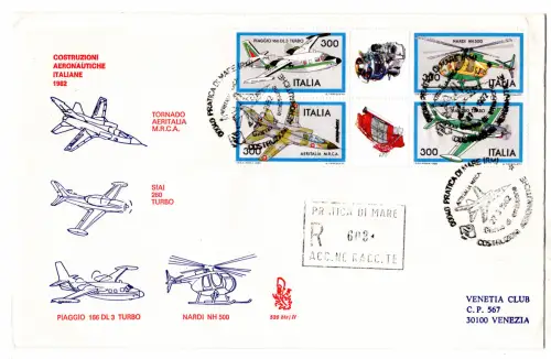 Italien 1982 Flugzeugbau Block auf FDC Venetien gereist