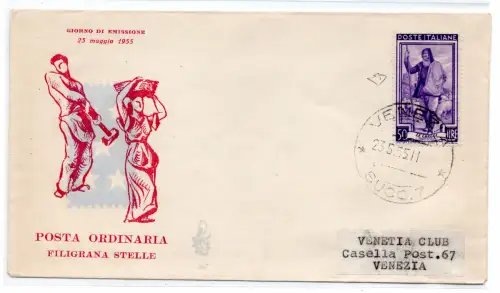 Arbeit Lire 50 filigrane Sterne auf FDC Venedig ohne Ann.